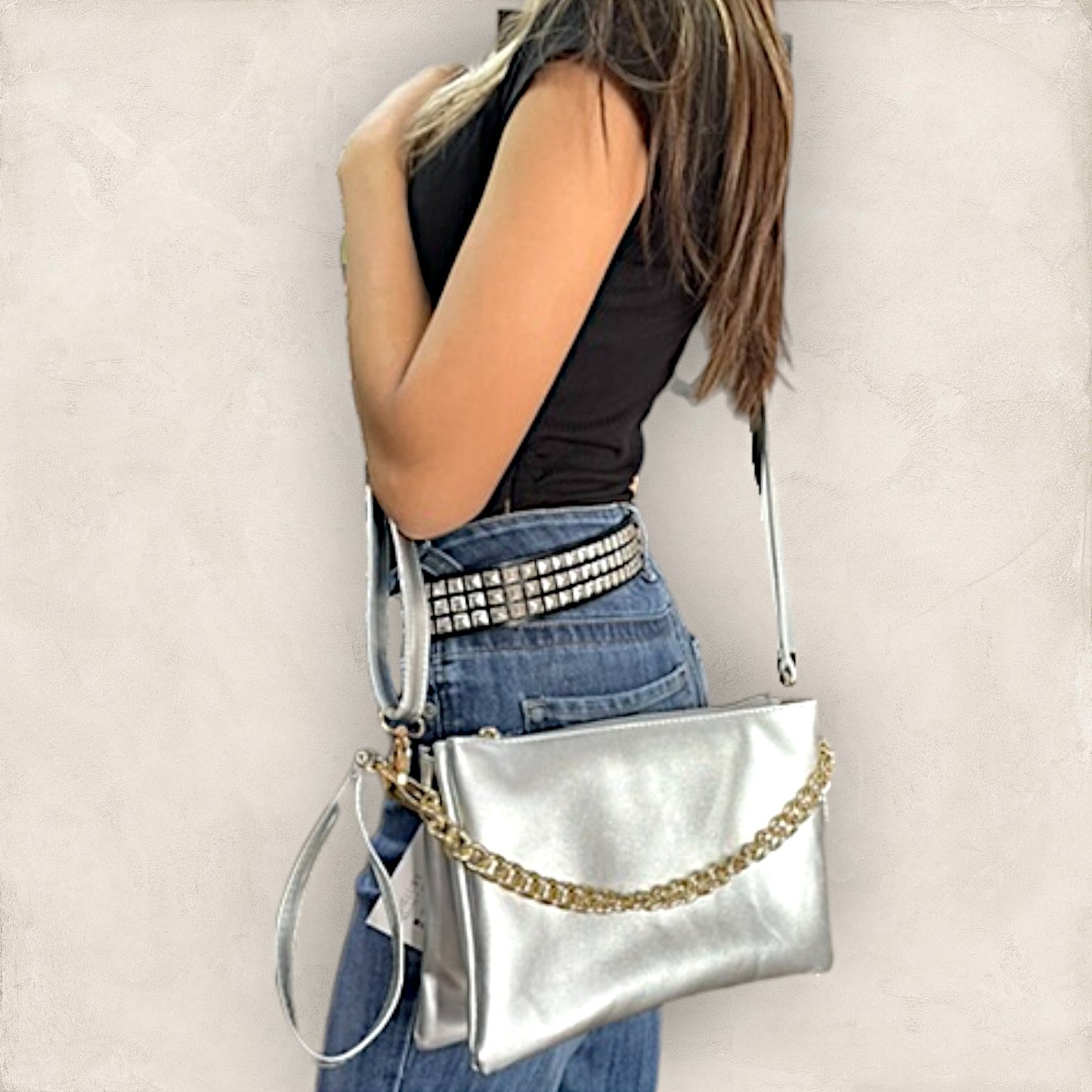 Bolsa Abundia Plateado