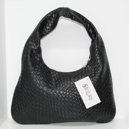 Bolsa Hobo Grande Trenzada en Color Negro