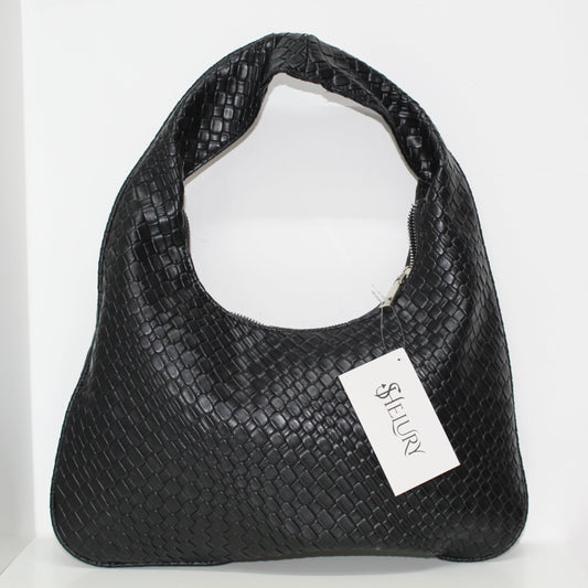 Bolsa Hobo Grande Trenzada en Color Negro