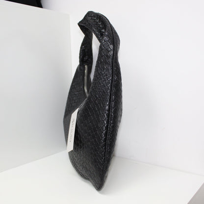 Bolsa Hobo Grande Trenzada en Color Negro