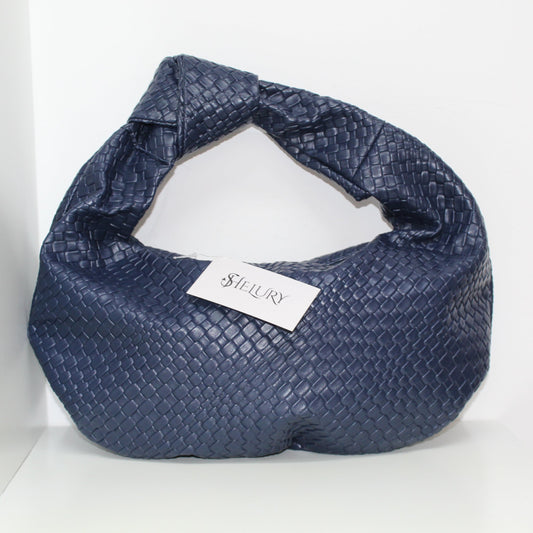 Bolsa Hobo Trenzada Azul Marino