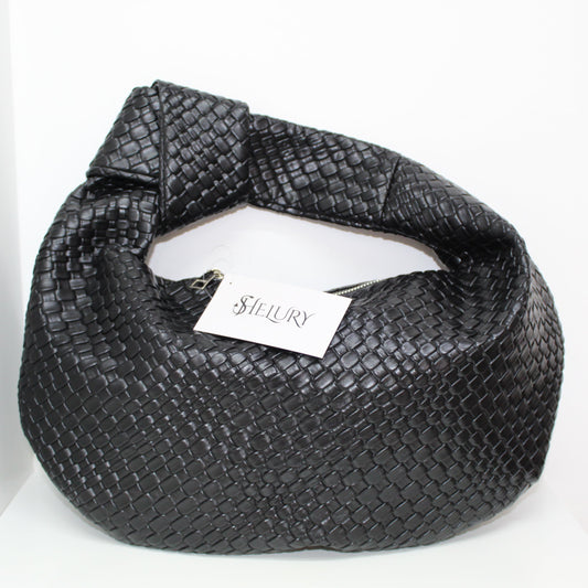 Bolsa Hobo Trenzada Negra
