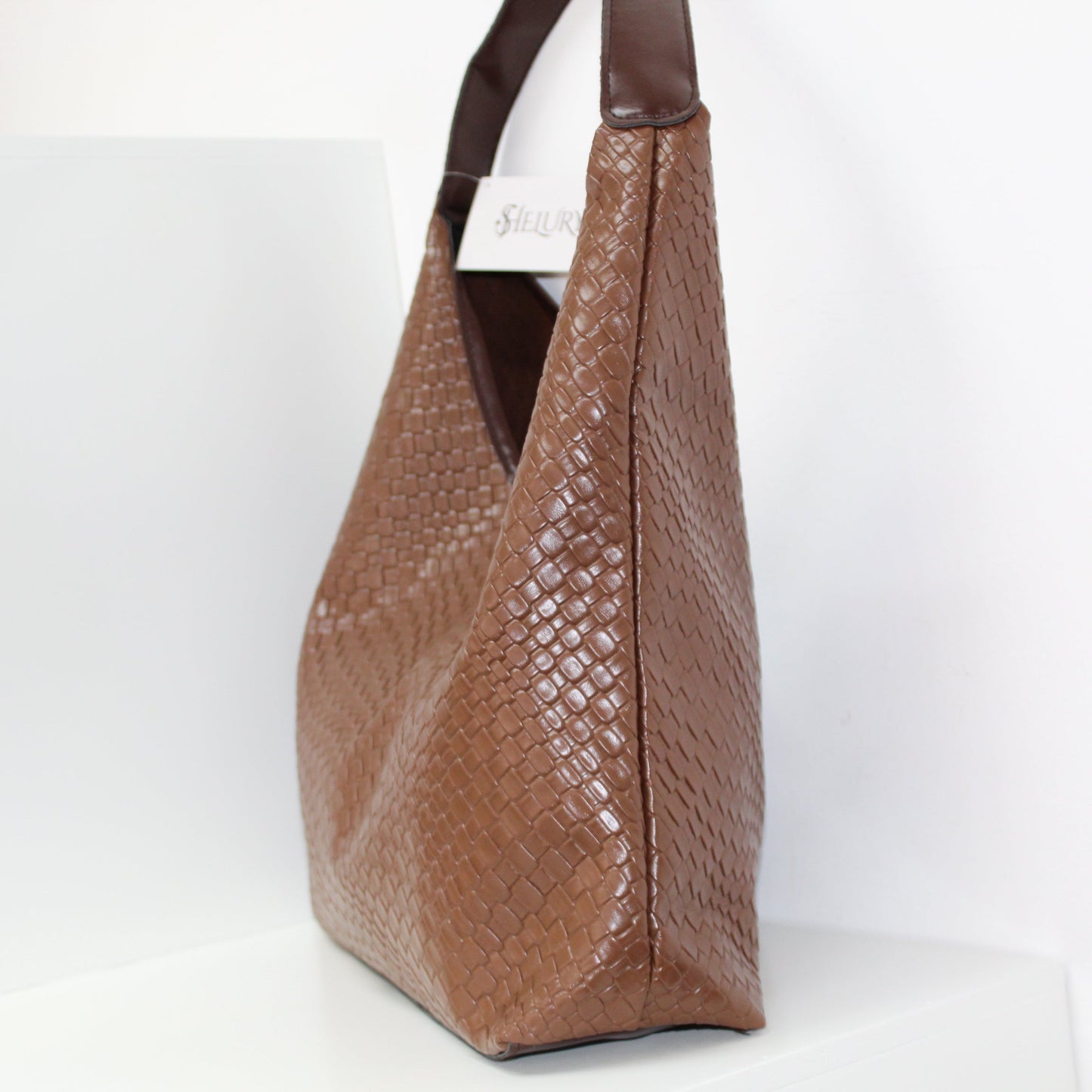Bolsa Shopper Trenzada en Color Café Chocolate